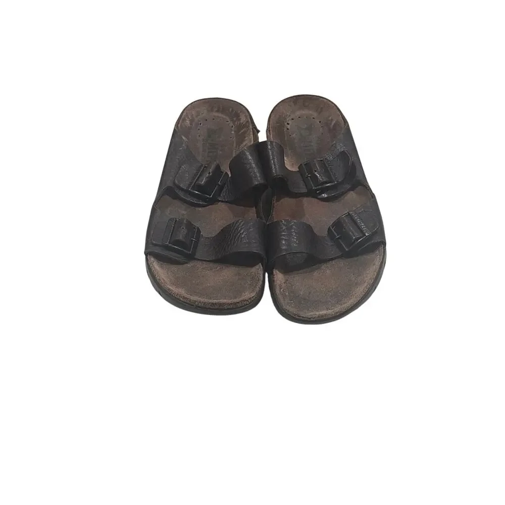 Mephisto Men's Zonder Dark Brown Buffalo 451 Buckle Strap Flat  Sandals Eur 44